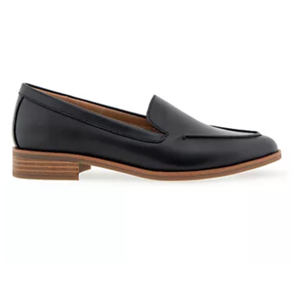AEROSOLES Black Leather Flats - Wide Width